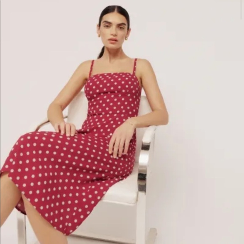 Reformation Afternoon Dress in Campari *NEW* - Picture 2 of 6